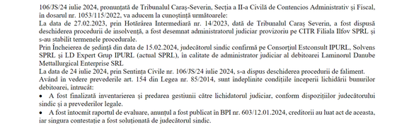 DOCUMENT Combinatul Oțelu Roșu, aproape să fie scos oficial la vânzare. Umbrărescu a cumpărat și creanțele partenerilor celei mai mari uzine din Transnistria