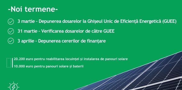 FOTO ANUNȚ Termen prelungit pentru vouchere de reabilitare a locuinței și instalare de panouri solare