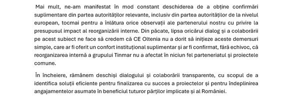Punct de vedere transmis de Tinmar Energy la solicitarea Profit.ro 