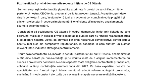 EXCLUSIV DOCUMENTE Blocaj în relația dintre 2 coloși energetici - CEO și Tinmar - parteneri în proiecte-cheie de înlocuire a centralelor pe lignit din Oltenia