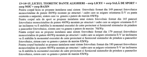 Extras din documentația de atribuire