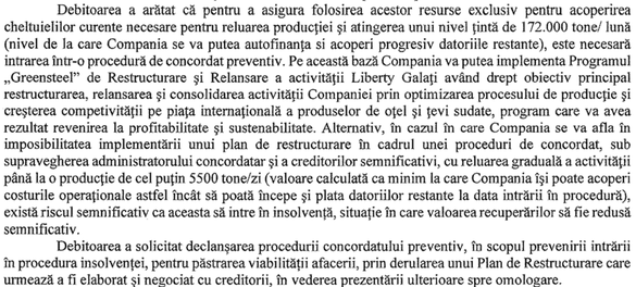 DOCUMENT La ce producție trebuie să ajungă fostul Sidex Galați, proaspăt intrat în concordat preventiv, pentru a putea începe să-și plătească ″progresiv″ datoriile 