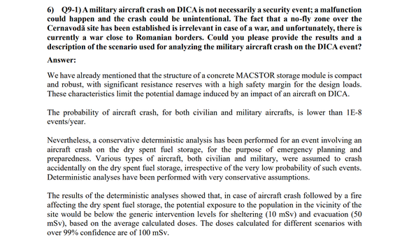 DOCUMENT Centrala nucleară Cernavodă: Care e probabilitatea ca un avion din războiul Rusia-Ucraina sau de la baza Kogălniceanu să se prăbușească pe amplasament