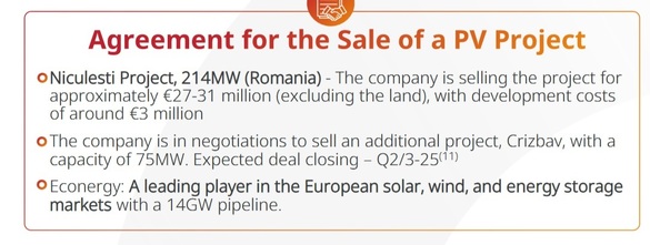 Israelienii de la Econergy vând un nou proiect în România