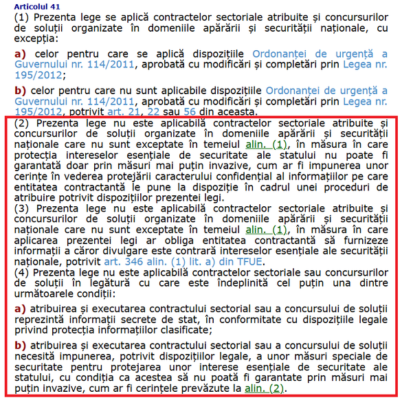 Extras din Legea achizițiilor publice sectoriale