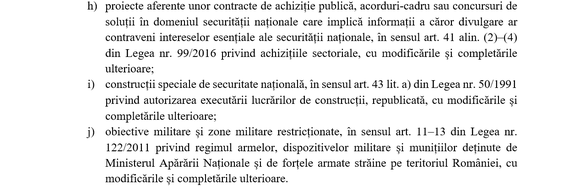 Extras din Proiectul de Lege privind unele măsuri necesare pentru implementarea proiectelor de securitate națională în domeniul hidroenergiei, elaborat de Ministerul Energiei
