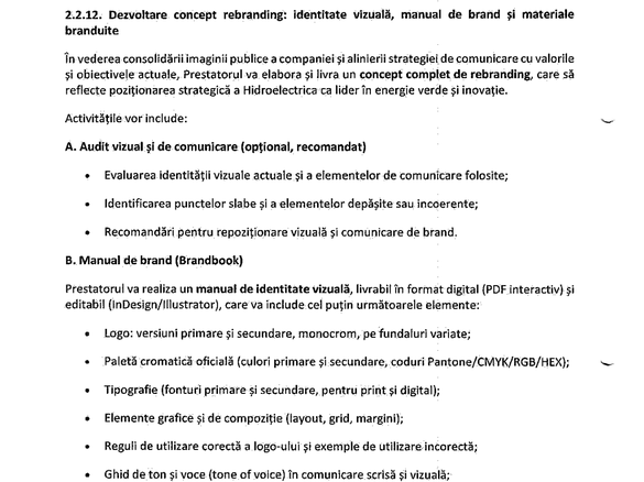 DOCUMENT Hidroelectrica vrea campanie publicitară de 3 ani, cu rebranding, pe toate canalele media. Câți bani pune pe masă