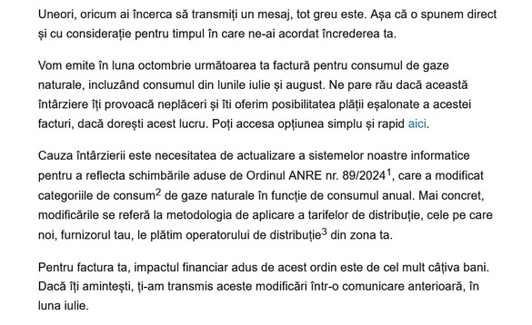 PPC anunț important către clienți - Facturile vin târziu FOTO