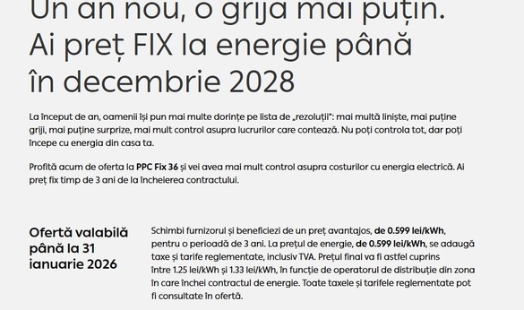 PPC menține oferta-premieră în România, cu preț fix 3 ani la energie FOTO CONFRIMARE