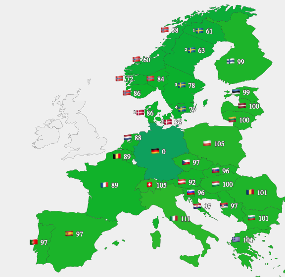 Prețul mediu zilnic al energiei furnizate în ziua de miercuri, 31 decembrie, în Europa
