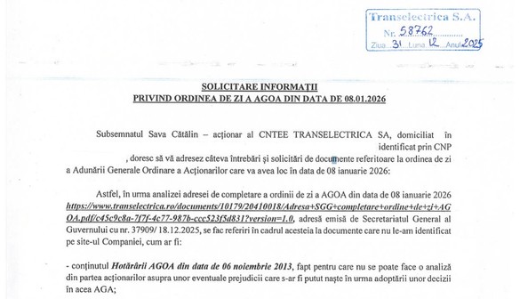 DOCUMENTE Statul s-a răzgândit – A propus și votat în AGA Transelectrica propria tragere la răspundere, pentru prejudicierea companiei. Detaliile rămân însă un mister