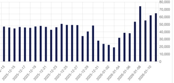 Evolutia volumelor de gaze tanzactionate zilnic in ultima luna pe BRM