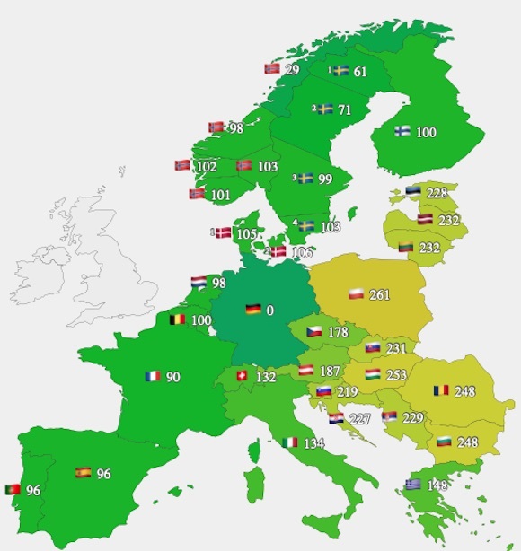Prețurile spot ale energiei de luni din întreaga Europă