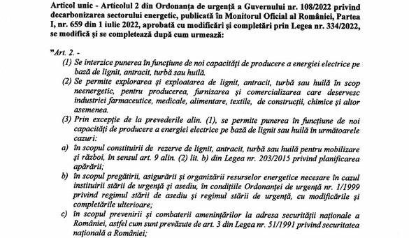 DOCUMENT ″Re-legalizare″ în România pentru război și alte situații de criză, cu avizul CSAT, a construirii de noi termocentrale de producție de energie pe cărbune