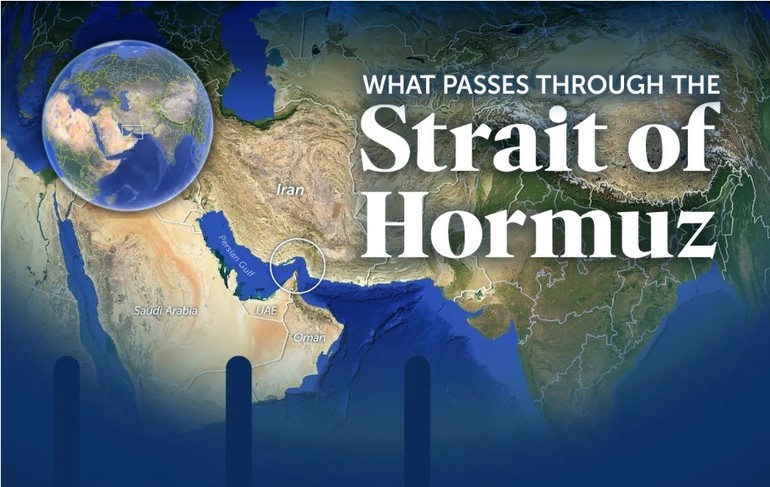 Harta Strâmtorii Hormuz între Iran și Oman, evidențiind rutele navale pentru comerț petrolier global și gaze naturale lichefiate. | sursa foto: Profit