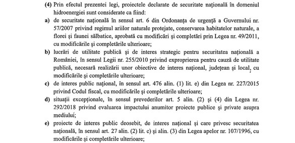 DOCUMENT Proiecte hidro ″de securitate națională″ și militarizate, cu achiziții secretizate, acces restricționat și autorizații de la instituțiile de forță: CSAT ″desființează″ draftul de lege