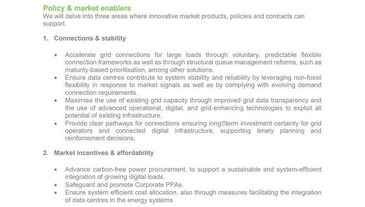 DOCUMENT Eurelectric: Acord pentru pregătirea integrării centrelor de date pentru inteligență artificială în sistemul energetic european - Corespondență de la Helsinki