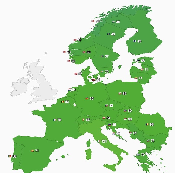 Prețurile energiei spot de duminică din întreaga Europă