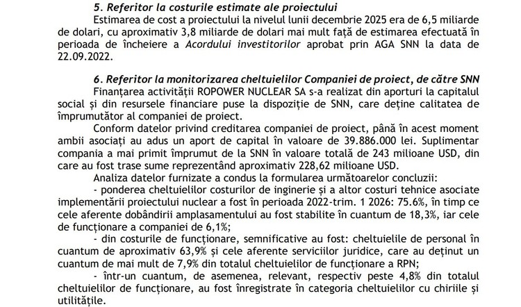 DOCUMENT SMR-uri nucleare SUA la Doicești: Corpul de control al lui Bolojan recomandă ″analiza oportunității atragerii răspunderii″ șefilor SNN și a altor persoane