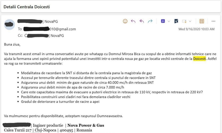 DOCUMENT SMR-uri nucleare SUA la Doicești. Reacția Nova Power&Gas: face de 8 luni oferte de răscumpărare a amplasamentului, pentru proiectul său inițial gaze-solar-stocare 