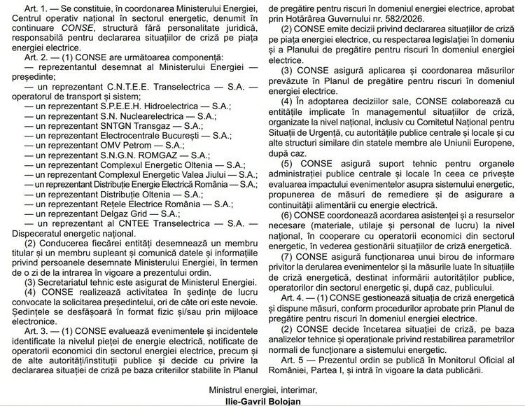 DOCUMENT Criza energetică: Bolojan a înființat structura împuternicită să declare stare de criză pe piața energiei. Cine face parte din grup