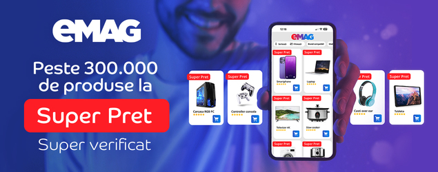 În orice moment, pe eMAG sunt sute de mii de produse cu eticheta Super Preț, cât în patru hipermarketuri de 10.000 de metri pătrați
