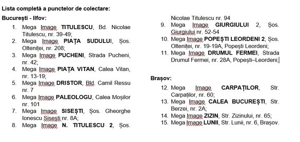LISTA Noi centre pentru colectarea ambalajelor de carton