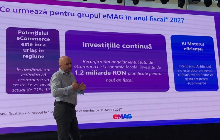 FOTO eMAG anunță investiții și vânzări mai mari plus diversificarea veniturilor de produse. Veniturile au un ușor recul din cauza vânzării Tazz. Investiții planificate de 1,2 miliarde lei