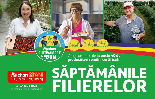  Săptămânile Filierelor Auchan: festival de gusturi cu o gamă variată de produse de la peste 40 de producători români
