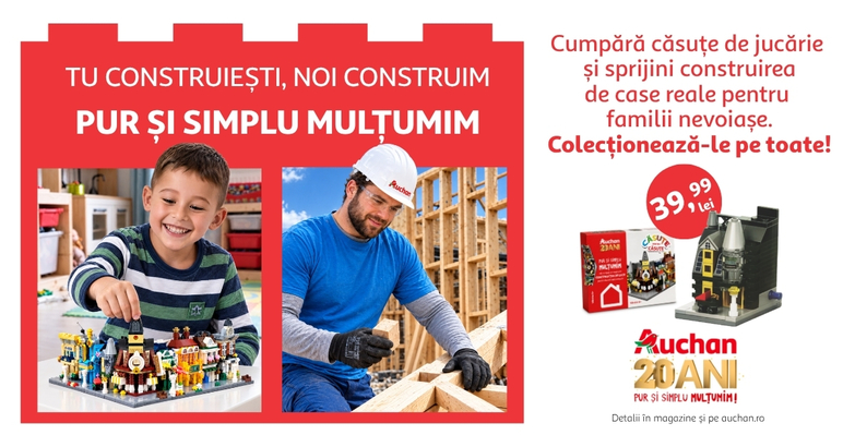 Acasă se construiește împreună: Auchan România lansează proiectul „Căsuțe pentru căsuțe” pentru familiile aflate în situații de vulnerabilitate