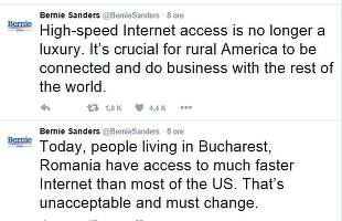 Reacții ironice pe Twitter după ce Bernie Sanders a considerat inacceptabil ca românii să aibă viteză mai mare la internet decât americanii 