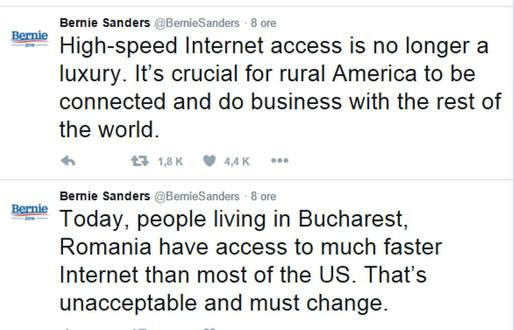 Reacții ironice pe Twitter după ce Bernie Sanders a considerat inacceptabil ca românii să aibă viteză mai mare la internet decât americanii 