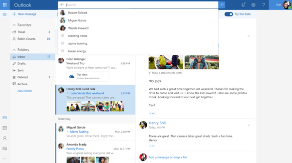 Microsoft testează un nou design pentru Outlook.com