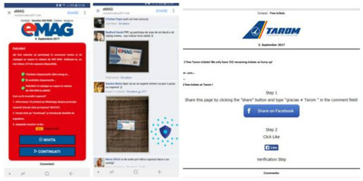 Utilizatorii din România ai Whatsapp și Facebook, vizați de false campanii promoționale cu premii fictive în vouchere sau bilete de avion
