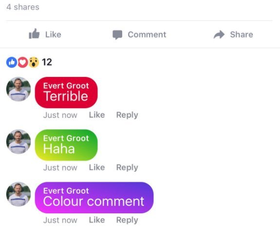 Facebook ar putea permite postarea de comentarii cu fundal colorat