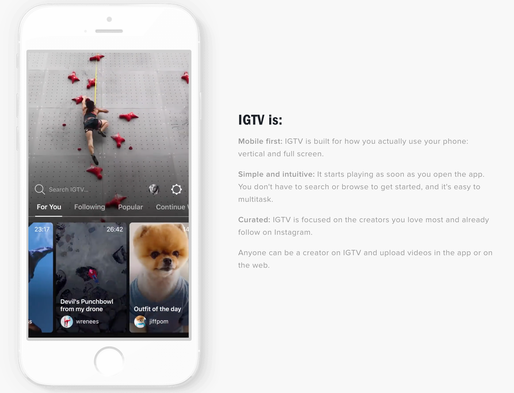 Instagram lansează IGTV, un concurent direct pentru YouTube