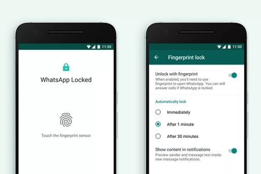 WhatsApp poate fi securizat cu amprenta pe Android
