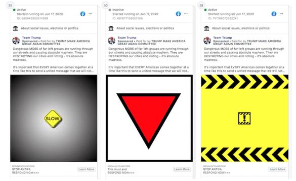 FOTO Facebook retrage mesaje publicitare ale campaniei lui Trump care conțineau un triunghi roșu răsturnat, un simbol nazist