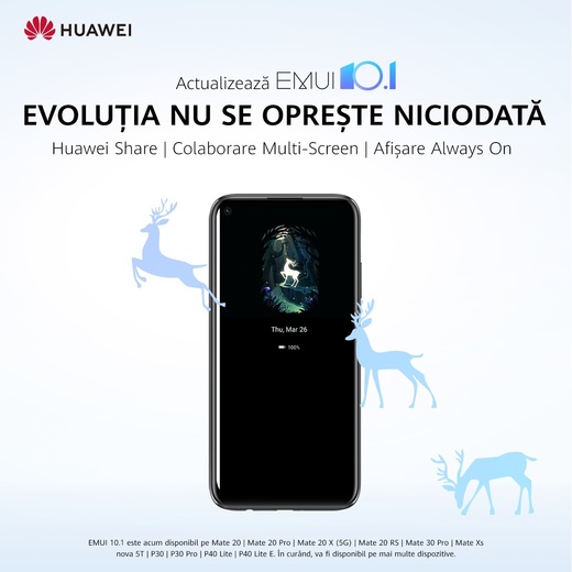 HUAWEI anunță programul de actualizare a sistemului de operare EMUI 10.1