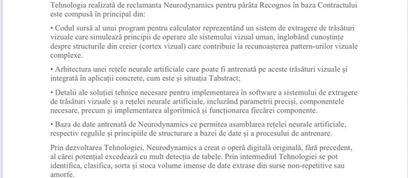 Extras din sentința civilă nr. 122/2021 din 21.01.2021 a Tribunalului Specializat Cluj, prezentarea cererii Neurodynamics, subliniere Profit.ro