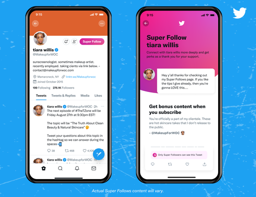 Twitter lansează abonamentele Super Follows, prin care poți câștiga bani