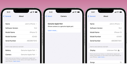 iOS 15.2 va arăta ce componente și din ce surse au fost schimbate la un iPhone