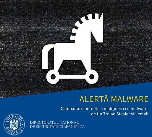 Alertă: Campanie cibernetică malițioasă cu malware de tip Trojan Stealer, via email, care vizează instituții de stat și private. Modul de operare și recomandări