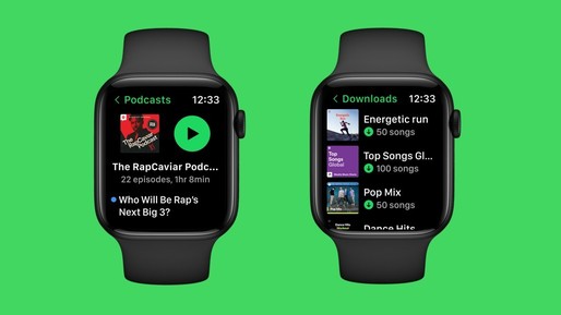 Spotify lansează o nouă versiune a aplicației pentru Apple Watch, cu îmbunătățiri grafice și de funcționalitate