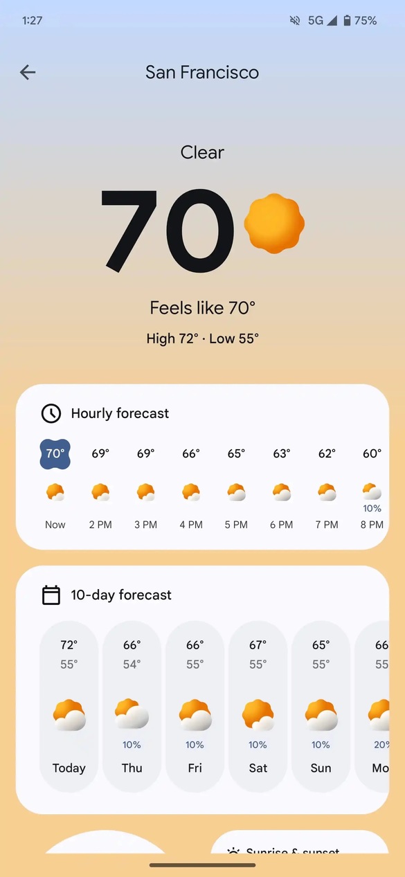 FOTO Google pregătește o nouă aplicație de vreme pentru Android