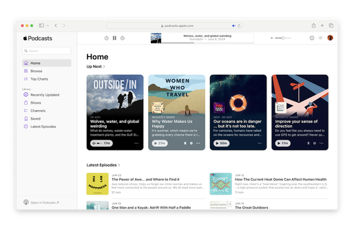 Apple a lansat aplicația Podcasts pentru web