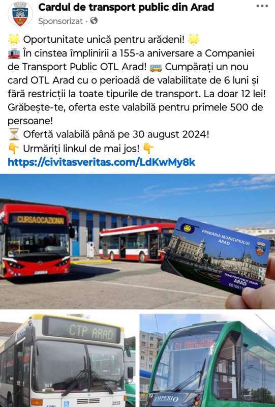 FOTO Tentativă de fraudă în numele Companiei de Transport Public din Arad