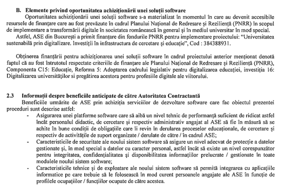 DOCUMENT - ASE-ul își va moderniza sistemul informatic cu aproape 3 milioane de lei