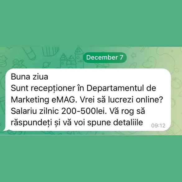 FOTO Avertisment în legătură cu mesajele care oferă ''job-uri online''. Cum decurge discuția