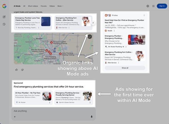 Google testează afișarea reclamelor în AI Mode